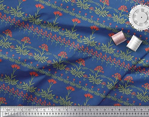 Плат от futon трикотаж Soimoi, плат за бродерия с листа и цветя художествен принтом ширина 58 см