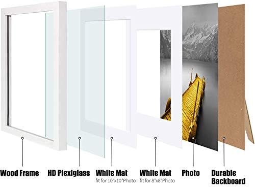 рамки за снимки 12x12 Бели от масивно дърво За показване на снимки с размер отгледа 10х10 или 8х8 с мат или 12x12 без подложка -