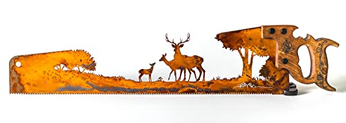 Семейството на елени в гората Ръчен Трион Дизайн | Направени по Поръчка на Стенен монтаж Арт-Подарък за любителите на изкуството