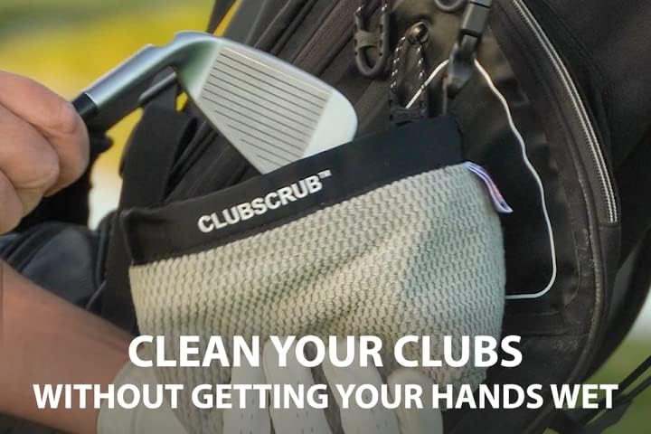 Чанта за почистване на стикове и топки за голф Клуб Scrub, Водоустойчива подплата с технологията Clean Face, Идеално Суха външна повърхност от неопрен, подвижна скоба, мож?