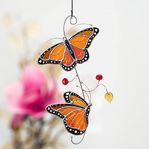 Пеперуди Монарх, Оцветени Ръчно изработени, Ловец на слънцето, Автентични прозорци от цветно стъкло, Уникални Декорации за помещения