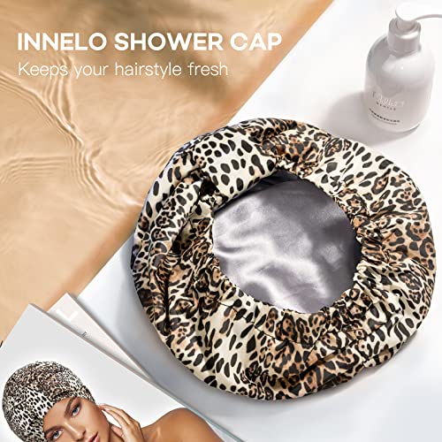 Луксозна Шапка за душ INNELO, за Многократна употреба Актуализирани Непромокаеми Шапки за душ за жени, Регулируем Душ Капачка, Капачка