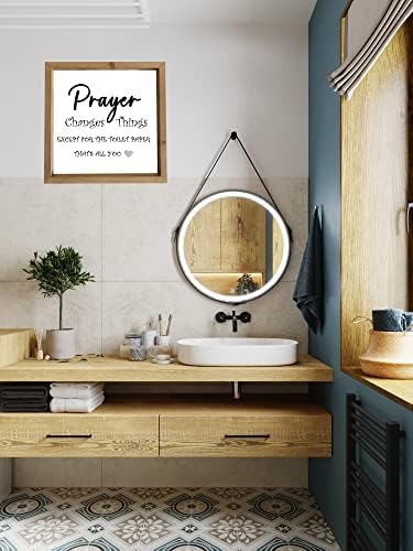 Молитва СЕЙФУД Променя Всичко, с Изключение на знака за тоалетна хартия 12x12 инча - За декора на банята в фермерска къща, Декор