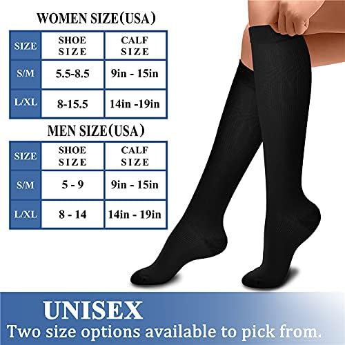 Компресия чорапи CHARMKING за жени и мъже с циркулация на кръвта (8 двойки) 15-20 мм живачен стълб.календар. - най-добрата подкрепа