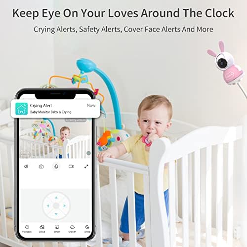 MOMWILIKE Baby Sleep Монитор, Видеоняня 2,5 K с камера с превръщането увеличение, Откриване на плач, Предупреждение за сигурност