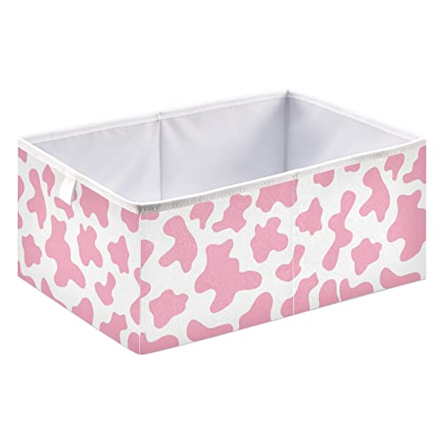 Кутия за съхранение на кубчета с текстура розова крава, Сгъваеми Кубчета за съхранение, Водоустойчив кош за играчки, органайзер