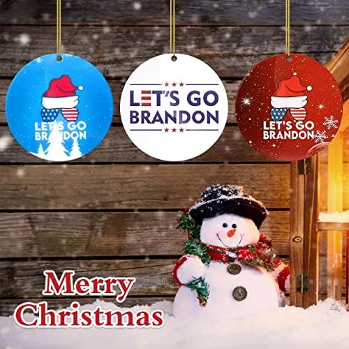 3 опаковки на Коледните декорации Lets GO Brandon, Коледна Украса 2021 Г., Забавен Подарък-Нов, Украса за Коледната Елха, Кръгли