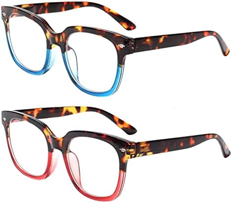 NORPERWIS 2 Опаковки Очила за четене, Блокиране на Синя Светлина за Жени, Модни Очила за четене с Пружинным тръба на шарнирна Връзка,