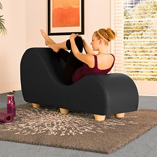 Стол за йога Liberator Chaise Lounge - висококачествена изкуствена кожа с крака от клен дърво, черна