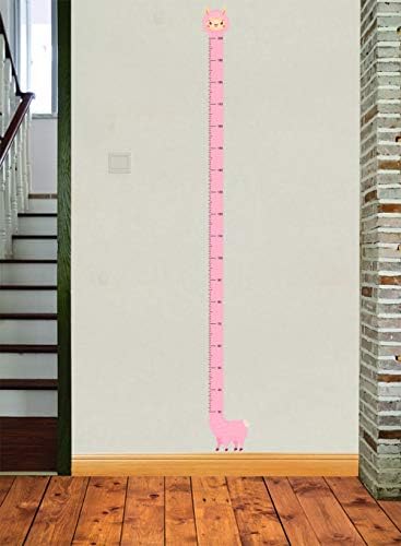 Бодекал 8,7 см x 6,5 фута Розова Алпака, Милото Животно, Мультяшная версия, Диаграма на растежа за деца, Линийка за измерване на