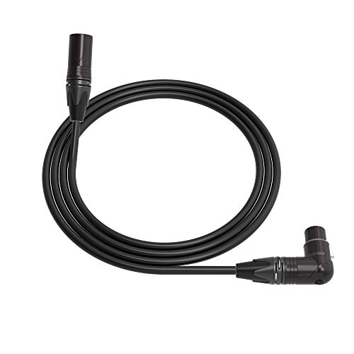 Mogami 2534 Професионален Четириядрен Студиен Микрофон, кабел | Plug XLR 3-пинов към штекеру XLR 3-пинов под прав ъгъл | Neutrik Gold | 4 метра | Черен | Сглобена в САЩ