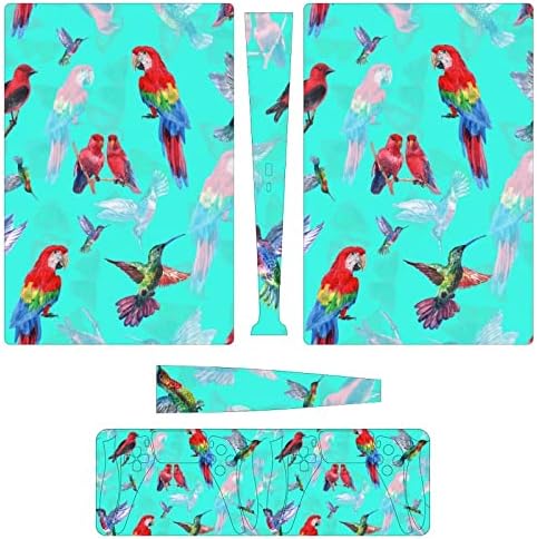 Тропически птици, Папагали, Ара Принт Пълно Защитно Покритие за кожата Дизайн Амбалажна Хартия Стикер-Стикер е Съвместима с конзолата PS5 Digital Edition и контролер