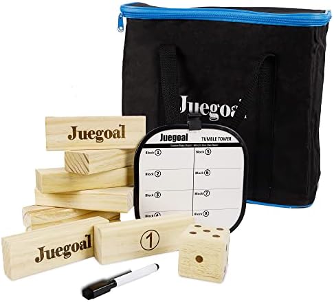 Juegoal Гигантска кула-люлеещ се стол от 54 теми, Wooden единица Игри с игрална дъска, Холщовая чанта за игри на открито в двора,