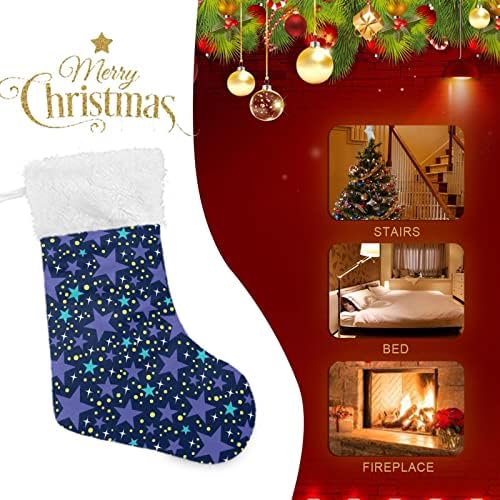 Коледни чорапи ALAZA, 18 инча от зебло с големи Звезди и се модел на Галактиката (j1) и Плюшени Чорапи с белезници от изкуствена