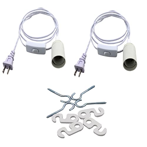 Retafe Американския Стандарт с вилица за включване/изключване и Удължаване на кабела E26 E27 Изход 250v650W Окачен лампа Кабел (2 елемента 6,6 фута)