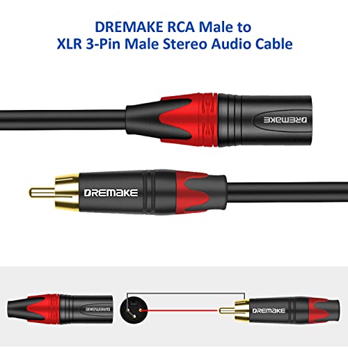 Кабел за свързване DREMAKE XLR към RCA 3 метра, RCA Конектор към XLR с 3-Пинов конектор, които не са симетрични аудио кабел, кабел