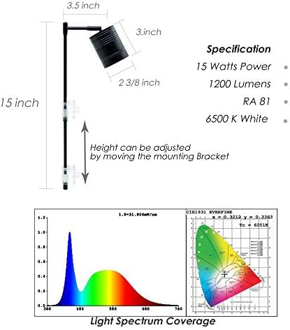 Led Аквариумный лампа Hiro Aquatics, led Прожектор пълна гама от КОЧАН за Аквариуми със засаждането, Малки / Нано-Резервоари, Вабикуса,