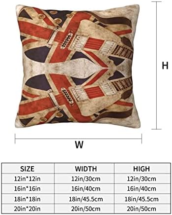 Възглавница за Китара ASEELO с Британския Флаг, Мека Квадратна Възглавница-Калъф за Диван-легло, Спалня, Хол, 18x18 Инча