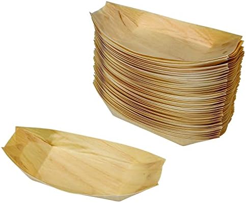 Snowkingdom 50 X 5 за Еднократна употреба, Дървени чинии-Лодочек Прибори е по-Добре бамбук Компостируемые и Биоразградими Екологично
