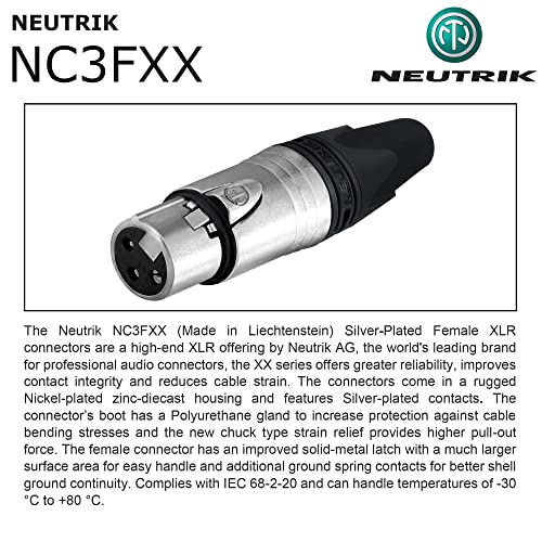 Най-ДОБРИТЕ В СВЕТА на КАБЕЛИ 4 бр. - 1 Фут - Балансиран микрофон, кабел, обичай с помощта на Mogami 2549 (черен) Кабели и конектори Neutrik NC3MXX и NC3FXX сребрист цвят XLR