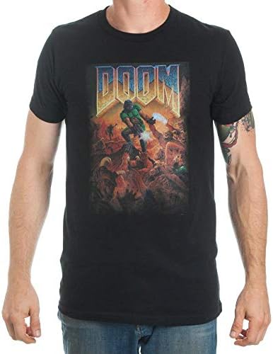 Мъжка Тениска с капак Doom, Черна Тениска с графичен дизайн