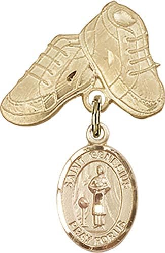 Детски икона Jewels Мания за талисман на Светия Генезия Римски и игла за детски сапожек | Детски икона от 14-каратово злато с талисман