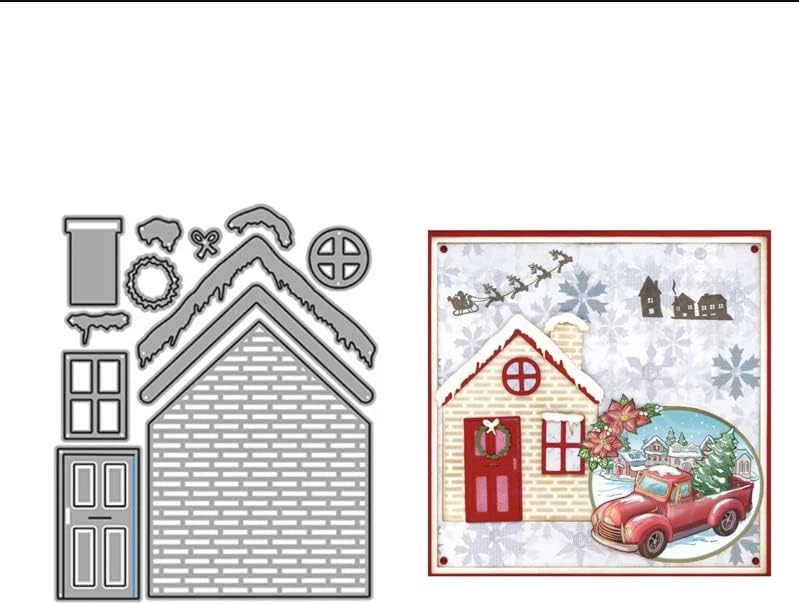 Коледа Снежна Къща Метални Щанци За Рязане, Коледа Снежна Къща Хартиени Картички на Щанци За Рязане Изрязани Шаблони за направи