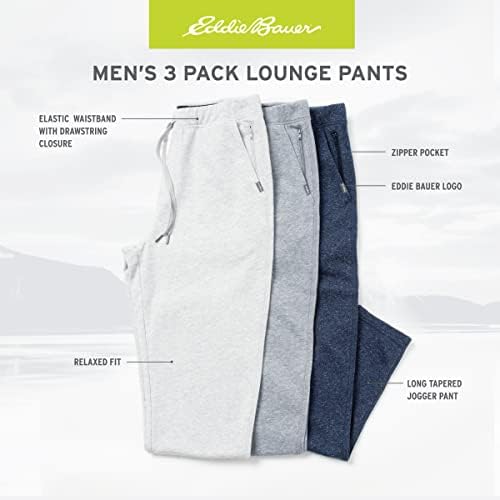 Мъжки Пижамные панталони Еди Bauer от 3 опаковки - Удобни Плетени панталони за джогинг, Пижамные панталони за сън с завязками и