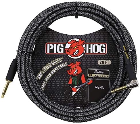 Кабел за китарен инструмент Pig Свиня PCH10AGR с прав ъгъл на наклон от 1/4до 1/4 за Печене Усилвател, 10 Метра