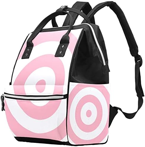 Розово-Бели Концентрични Пръстени Кръгове Чанта за Памперси Раница с Торби за промяна подложка За Малки Момичета Момчета Чанта за Майките, за момичета