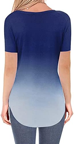 Дамски тениски NEARTIME Ежедневни градиент тениска с къс ръкав, свободни туника с V-образно деколте и подолом, върхове