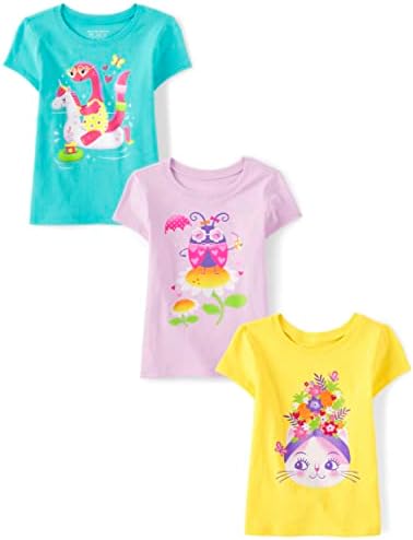 Тениска с графичен модел The Children ' s Place за малки Момичета с къс ръкав