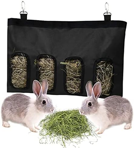 WXBDD Ясла за заек сено с 4 дупки, Чанта за съхранение на бали сено и билки с Извънбордов на една кука, чанта за хранене на Животни