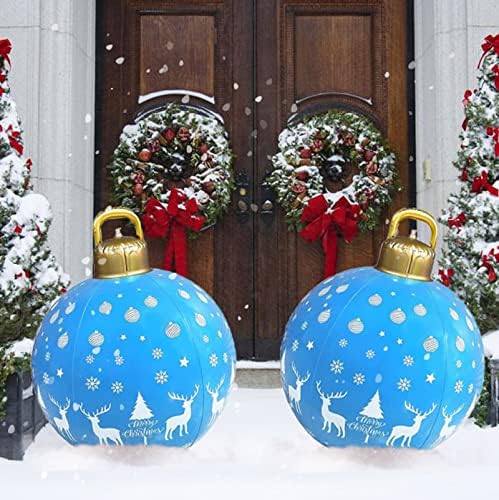 Разпродажба на коледна Украса PVC Надуваема Коледна топка с помпа, 23,6 Инчови Външни Коледни украси с Акумулаторна led осветление и дистанционно управление за външен ?