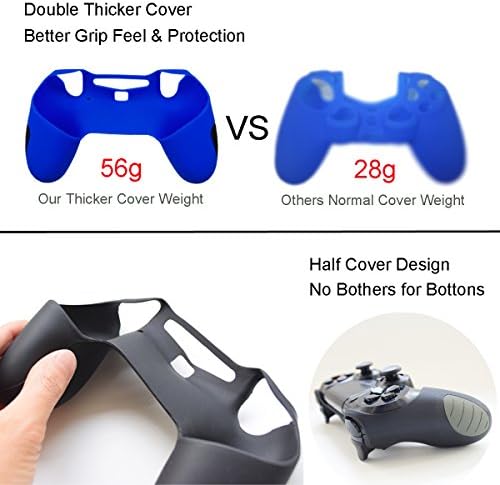 Съвместим с кожата контролера на PS4 Pandaren Мек Силиконов калъф с дебелина половин кожата контролера на PS4/SLIM/PRO (Кожа X 4 + дръжка за палеца X 8) (черен, бял, червен, син)