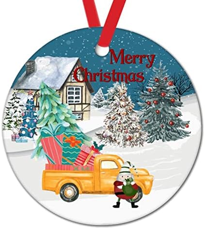 Весела Коледа Червен Камион Джудже Коледна Украса за коледната Елха Зимна Коледна Елха Селска Къща Коледен Декор На Паметта Коледен