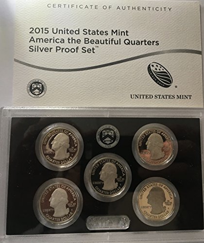 Набор от National Parks Quarters 2015 Г., освобождаване от САЩ SILVER Proof се предлага в опаковка, защитена от монетния двор на