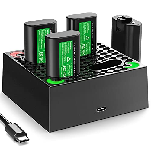 2 Комплекта Презареждащи се батерии за контролера на Xbox One/Xbox Series X S 4 Батарейными отделения (бял) Комплект за възпроизвеждане