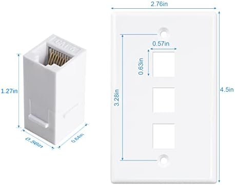 Iwillink (1 опаковка) Стенни панела с 3 порта Ethernet, Стенни панела с жак Keystone Джак с вградена съединителната поставяне на