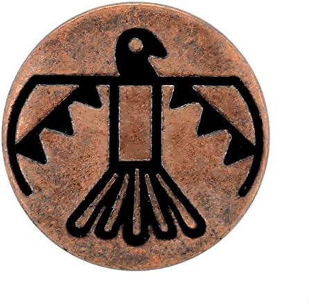 Рамка от 12 Броя копчета Aztec Thunderbird с метална опашка. 20 mm (3/4 инча) (Покрит със зелена патина лак)