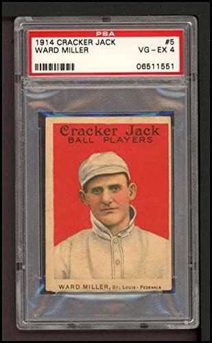 1914 Бедняк Джак 5 Уорд Милър (Бейзболна картичка) PSA PSA 4,00