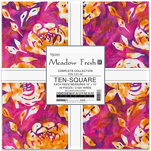 Торта на пластове ръчно изработени Meadow Fresh Ten в 42 10-инчов квадрата Robert Kaufman TEN-1161-42