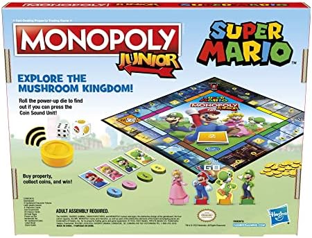 Настолна игра Monopoly Junior Супер Марио Edition, забавна игра за деца на 5 и повече години, Разгледайте Гъби кралство в ролята