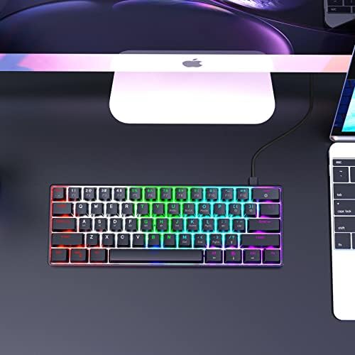 Преносима 60-лихвен клавиатура RAZEAK, Компактен 61-Ключови Мини-Механична клавиатура за PC/Mac Gamer с Переключаемой цветна подсветка