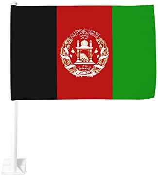 Афганистанският флаг Кола Флаг 12 X 18 Инча Двупосочен Автомобилен Знаме На Прозореца Открит Автомобилен Интериор Банер