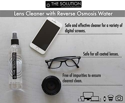 The Solution Спрей за почистване на лещи | Опаковка 3-8 грама не съдържащ алкохол, спрей за почистване на лещи за очила, очила,
