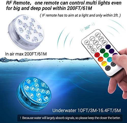 Потопяеми led светлини LOFTEK с дистанционно радиочестотни на горивото (164 ft), са Изцяло Водоустойчиви осветителни тела за басейна