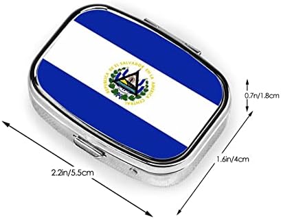 Квадратна Мини-Кутия за Хапчета с Флага Салвадор, Удобна за Пътуване Портативна Компактна Кутия за Хапчета с Огледало