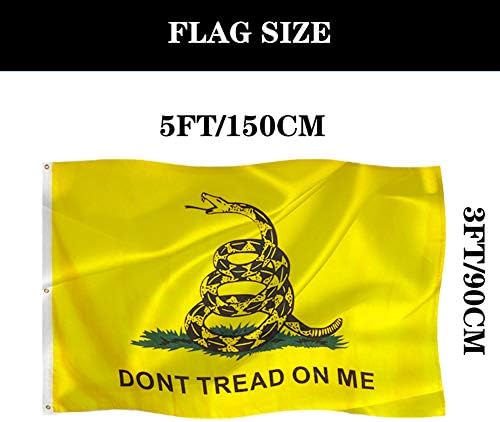 Hypoth Двустранен Флаг Гадсдена 3x5 За улицата - Устойчив На избледняване от uv 3Ply, Знамена Не наступай на мен, Банер - Флагът Либертарианского хартата с мощна от Змия