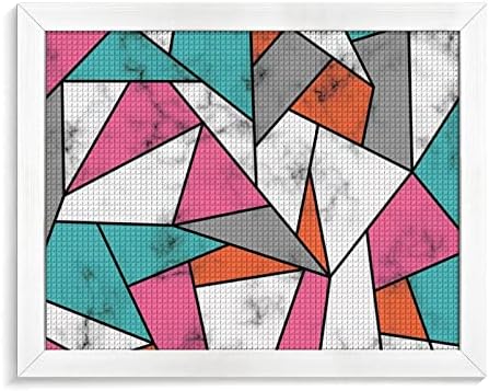 Геометрични Комплекти за Рисуване от Мраморно Камък с Квадратна Диаманти за Възрастни с Рамка Crystal Wall Art Home Decor